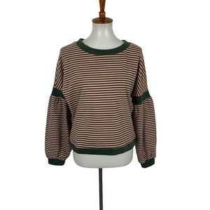 Roolee Sweater Small Striped Green Pink
